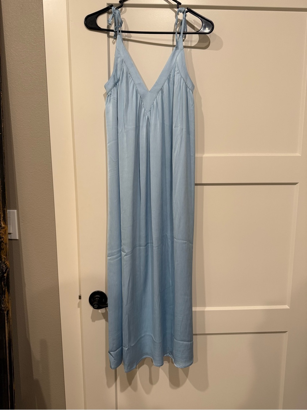 Lovers + Friends Soft Blue Tie-Shoulder V-Neck Maxi Dress